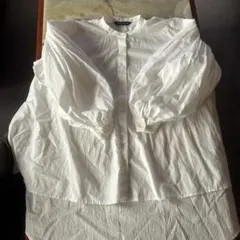 ホワイト コットン バルーンスリーブシャツ