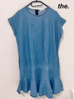 デニムブルー フレアスリーブ ワンピース