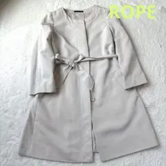 ROPE ノーカラー　ジャケット　ロング丈　ベージュ　リボン