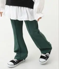 ガールズ ピンタック フレアパンツ ダークグリーン