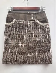 ブラウン　ツイード　ミニスカート　ザジー　ZAZIE 茶色