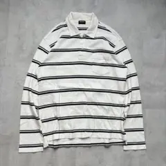 【OLD UNIQLO】90s 紺タグ コットンボーダーポロシャツ 長袖 L