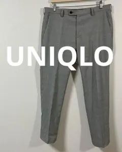 ユニクロ　感動パンツ　ウルトラライト　グレンチェック　ウエスト88cm　グレー