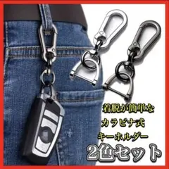 スマートキー カラビナ Dリング キーホルダー 2色 落下防止 鍵 自転車