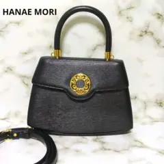 HANAE MORI ハナエモリ 2way ハンドバッグ ブラック ゴールド金具
