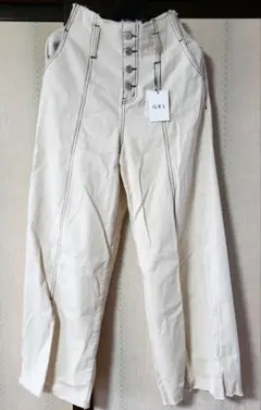 GRL ステッチチノツイルフロントスリットフレアパンツ