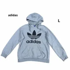 adidas 長袖パーカー　L グレー