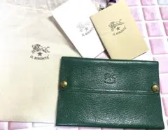 新品 未使用 ILBISONTE ポケットティッシュケースレザー 深緑 保証書付