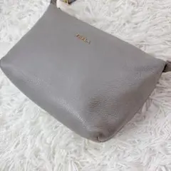 FURLA フルラ 本革ショルダーバッグ グレー 斜め掛け 内ポケット付