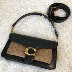 美品　現行　コーチ　タビー　ショルダーバッグ　2way　黒　シグネチャーロゴ