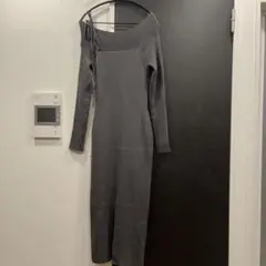 rienda many wayワンショルニットワンピース　グレー