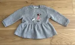familiar グレー 長袖カットソー 女の子刺繍　90