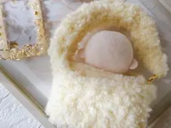 ふわふわぬいポーチ／おでかけバッグ(ホワイトのボア・裏地付)