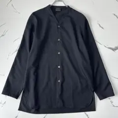 山内】ノーミュールシングウール(2/1綾)ノーカラーパジャマシャツ