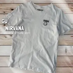 【ジーユー】ニルヴァーナ NIRVANA メンズS スマイル 白 刺しゅう
