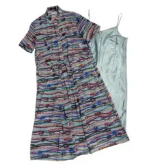 Paul Smith ロープ柄 ロングシャツワンピース インナー付き