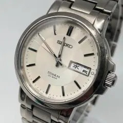 新品電池/稼働　SEIKO チタン 腕時計　ヴィンテージ　デイデイト　メンズ