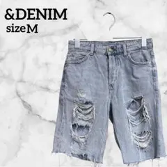 &DENIM【M】ショートパンツ ライトブルー 海外古着