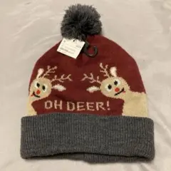 H&M キッズ ニット帽 ポンポン付き　帽子　トナカイ 子鹿