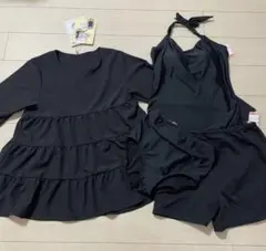 ラッシュガード付き　ブラックセパレート水着・ショートパンツ　4点セット　新品