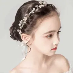 人気♪ フラワー ヘッドドレス パール ヘアアクセサリー ゴールド 花 発表会♪