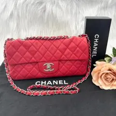 美品 CHANEL キャビアスキン マトラッセ チェーン ショルダーバッグ