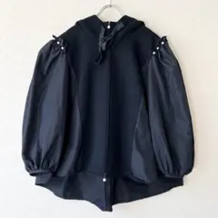 Rene 2023 レディブルゾン パールボタン フーディ ネイビーのサムネイル