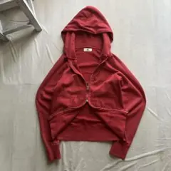 M /短丈 ダブルジップパーカー 赤 size:M エムのサムネイル