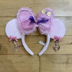 ディズニー カチューシャ ピンク ミニー イヤリング - メルカリ