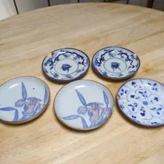 73) ジャンク　柄違い　全てかけてます　豆皿のサムネイル