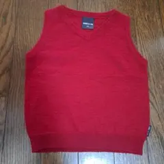 COMME CA ISM エンジ色 Vネックベスト 90