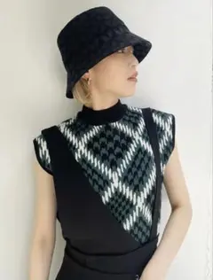 MURUA ジオメパターンニットタンク　グリーン