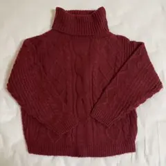 INGNI ニット セーター タートルネック 赤 ケーブル編み