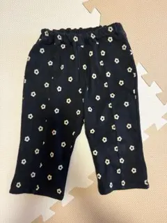 女の子　ズボン　80cm 黒い花柄パンツ（バックリボン付き）