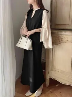 GRL キーネックジャンパースカート[dk968] ブラック