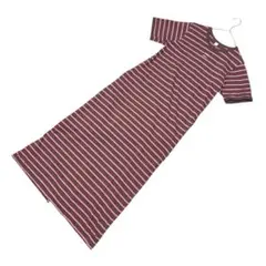 CITEN ロング　Tシャツ　ワンピース ボーダー 茶 ピンク　綿混　スリット