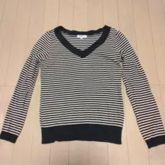 NATURAL BEAUTY BASIC ストライプ Vネック ニット M