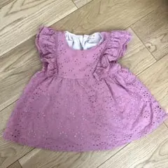 プティマイン フリルレースチュニック 100cm ピンク