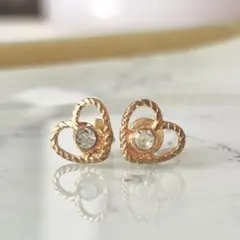 ハート　ピアス　ゴールド　ビジュー　ストーン　新品未使用