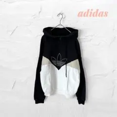 アディダス フード付きパーカー トレフォイルロゴ コットン地 （S）
