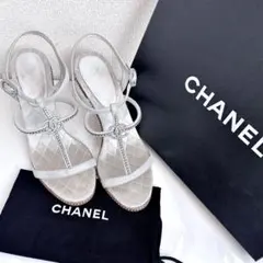 CHANEL シャネル　ラインストーン　ココマーク　サンダル　ハイヒール　美品のサムネイル