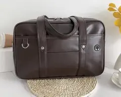 大容量 シンプル ブラウン 通学バッグ 可愛い スクバ　茶 高校生 通学カバン