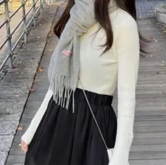 Rili store 100％woolカラーマフラー グレー