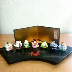 〈新品未使用〉龍虎堂　龍虎作　扇面 七福神　置物　縁起物　お正月飾り　【S-9】