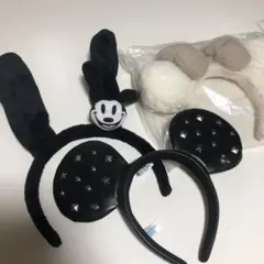 ディズニーミッキー風ウサ耳と白いカチューシャセットなど3点セット未使用品