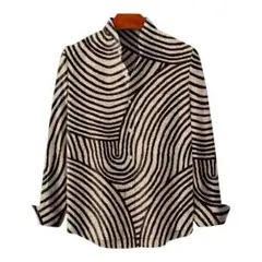 幾何学柄 長袖シャツ モノトーン モード系 メンズ レディース