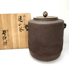 広口釜波鶴紋 釜師 木村一無 茶釜 茶道具 銀ツマミ - メルカリ