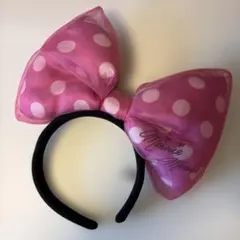 ディズニー　ミニーマウス ピンク リボン 水玉カチューシャ