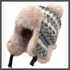 ニット帽子 レディース 秋冬 耳あて付き キャップ ケーブル編み ポンポン