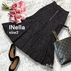 ◆INella◆ツイード マーメイドスカート フロントジップ きれいめ M 黒のサムネイル
